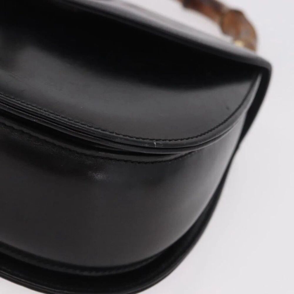 Gucci Vintage Convertible Bamboo Top Handle Leather Black Leather Handbag - Picture 12 of 16